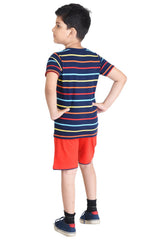 Clothe Funn Boys Stripe Printed Half Sleeve T-Shirt & Shorts Set, Stripes/Red
Half Sleeve T-Shirt & Shorts