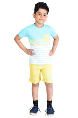 Clothe Funn Boys Stripe Printed Half Sleeve T-Shirt & Shorts Set, Stripes/Yellow
Half Sleeve T-Shirt & Shorts