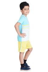 Clothe Funn Boys Stripe Printed Half Sleeve T-Shirt & Shorts Set, Stripes/Yellow
Half Sleeve T-Shirt & Shorts