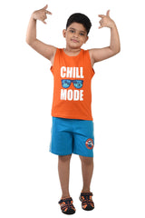 Clothe Funn Boys Sunglass Printed Sleeveless T-Shirt & Shorts Set, Orange/Ocean Blue
Sleeveless T-Shirt & Shorts