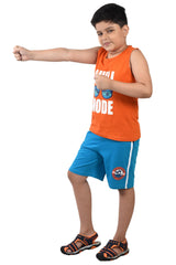 Clothe Funn Boys Sunglass Printed Sleeveless T-Shirt & Shorts Set, Orange/Ocean Blue
Sleeveless T-Shirt & Shorts