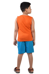 Clothe Funn Boys Sunglass Printed Sleeveless T-Shirt & Shorts Set, Orange/Ocean Blue
Sleeveless T-Shirt & Shorts