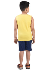 Clothe Funn Boys Surf Printed Sleeveless T-Shirt & Shorts Set, Sunshine Yellow/Navy
Sleeveless T-Shirt & Shorts