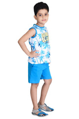 Clothe Funn Boys Surf Club Printed Sleeveless T-Shirt & Shorts Set, White/T.Blue
Half Sleeve T-Shirt & Shorts