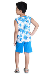 Clothe Funn Boys Surf Club Printed Sleeveless T-Shirt & Shorts Set, White/T.Blue
Half Sleeve T-Shirt & Shorts