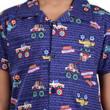 Clothe Funn Boys Tractor Printed Night Suit, Airforce Blue
Half Sleeve Shirt & Full Pant