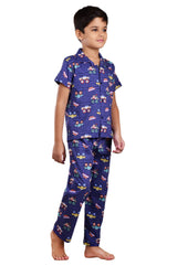 Clothe Funn Boys Tractor Printed Night Suit, Airforce Blue
Half Sleeve Shirt & Full Pant