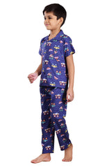 Clothe Funn Boys Tractor Printed Night Suit, Airforce Blue
Half Sleeve Shirt & Full Pant