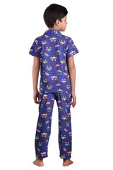 Clothe Funn Boys Tractor Printed Night Suit, Airforce Blue
Half Sleeve Shirt & Full Pant