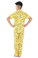 Clothe Funn Boys Traffic Printed Night Suit, Yellow
Half Sleeve Shirt & Full Pant