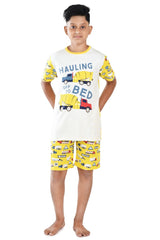 Clothe Funn Boys Half Sleeve Truck Printed T-Shirt & Shorts Set, White/Yellow
Half Sleeve T-Shirt & Shorts
