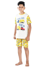 Clothe Funn Boys Half Sleeve Truck Printed T-Shirt & Shorts Set, White/Yellow
Half Sleeve T-Shirt & Shorts
