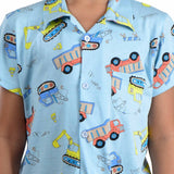 Clothe Funn Boys Truck Printed Night Suit, Sky Blue
Half Sleeve Shirt & Full Pant