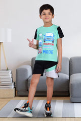 Clothe Funn Boys Vacation Printed Half Sleeve T-Shirt & Shorts Set, Sea Green/Black
Half Sleeve T-Shirt & Shorts