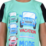 Clothe Funn Boys Vacation Printed Half Sleeve T-Shirt & Shorts Set, Sea Green/Black
Half Sleeve T-Shirt & Shorts