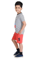 Clothe Funn Boys Vehicle Printed Half Sleeve T-Shirt & Shorts Set, Stripes/Coral
Half Sleeve T-Shirt & Shorts
