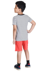 Clothe Funn Boys Vehicle Printed Half Sleeve T-Shirt & Shorts Set, Stripes/Coral
Half Sleeve T-Shirt & Shorts