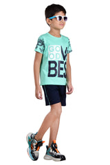Clothe Funn Boys Vibes Printed Half Sleeve T-Shirt & Shorts Set, Mint/Navy
Half Sleeve T-Shirt & Shorts
