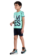 Clothe Funn Boys Vibes Printed Half Sleeve T-Shirt & Shorts Set, Mint/Navy
Half Sleeve T-Shirt & Shorts