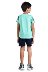 Clothe Funn Boys Vibes Printed Half Sleeve T-Shirt & Shorts Set, Mint/Navy
Half Sleeve T-Shirt & Shorts
