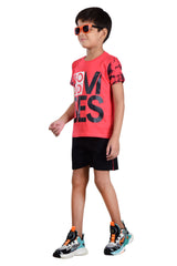 Clothe Funn Boys Vibes Printed Half Sleeve T-Shirt & Shorts Set, Tomato/Black
Half Sleeve T-Shirt & Shorts