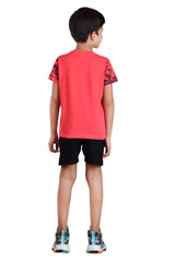 Clothe Funn Boys Vibes Printed Half Sleeve T-Shirt & Shorts Set, Tomato/Black
Half Sleeve T-Shirt & Shorts