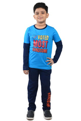 Clothe Funn Boys Handsome Printed Full Sleeve T-Shirt & Pant Set, T.Blue/Navy
Full Sleeve T-Shirt & Pant
