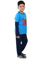 Clothe Funn Boys Handsome Printed Full Sleeve T-Shirt & Pant Set, T.Blue/Navy
Full Sleeve T-Shirt & Pant