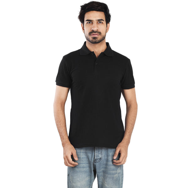 Clothe Funn Men's Polo T-Shirt, Black