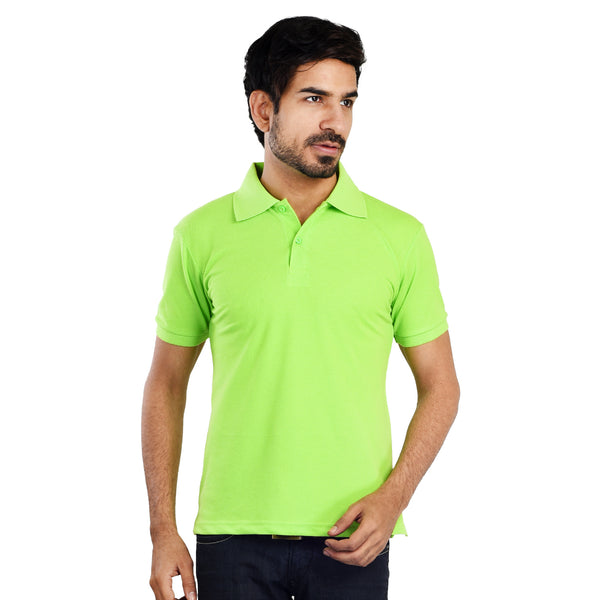 Clothe Funn Men's Polo T-Shirt, Lime Green