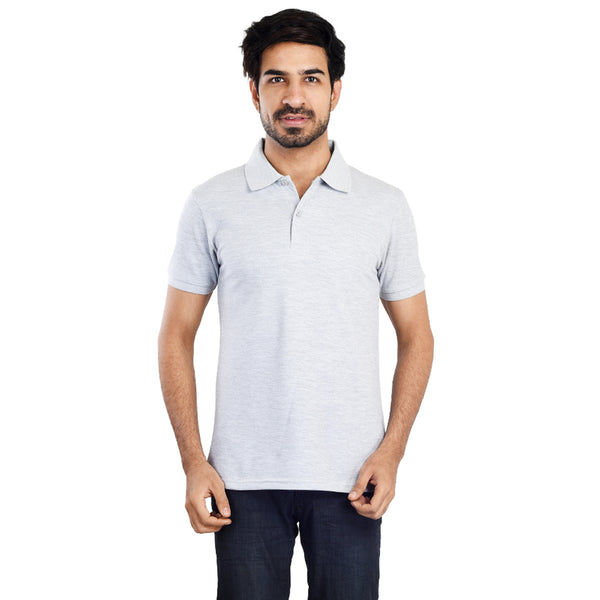 Clothe Funn Men's Polo T-Shirt, Grey Melange
