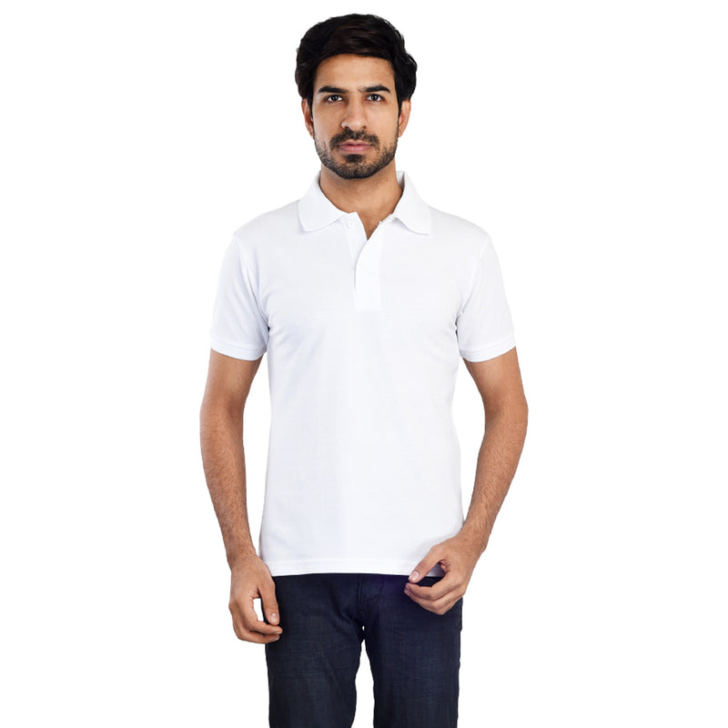 Clothe Funn Men's Polo T-Shirt, White