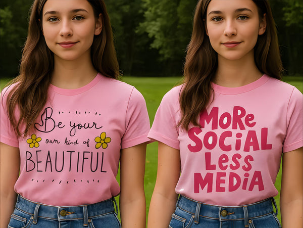 Girls Chest Printed T-Shirts,Pink, Combo:-7 (Pack of 2)