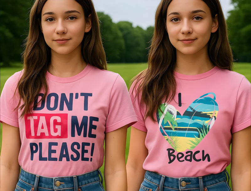 Clothe Funn Girls Chest Printed T-Shirts,Pink, Combo:-20 (Pack of 2)