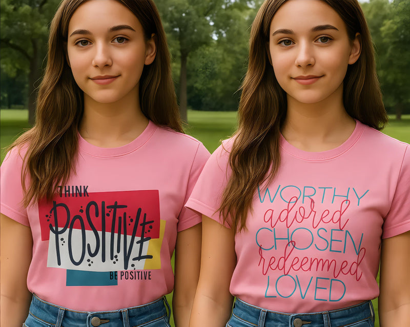 Girls Chest Printed T-Shirts,Pink, Combo:-14 (Pack of 2)