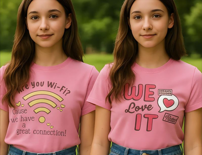 Girls Chest Printed T-Shirts,Pink, Combo:-4 (Pack of 2)