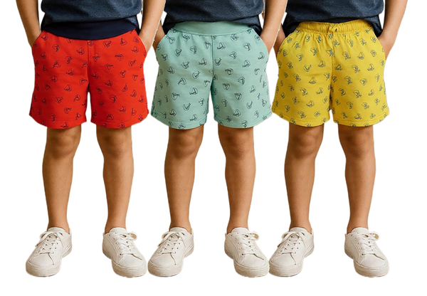 Clothe Funn Boys Regular Shorts, Combo 11