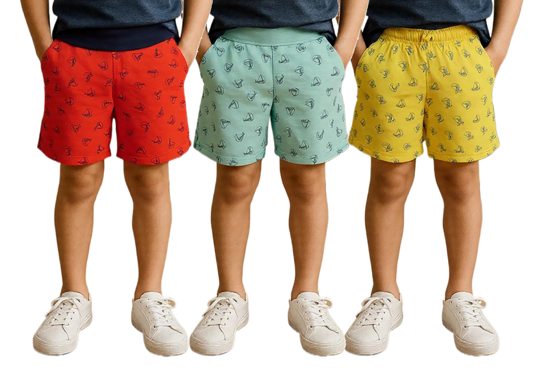 Clothe Funn Boys Regular Shorts, Combo 11