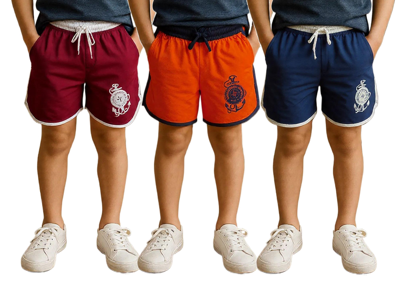 Clothe Funn Boys Regular Shorts, Combo 9