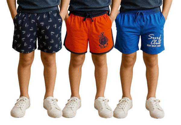Clothe Funn Boys Regular Shorts, Combo 5