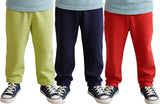 Clothe Funn Unisex Rib Track Pants, Combo 3:- Navy, Lime, Tomato