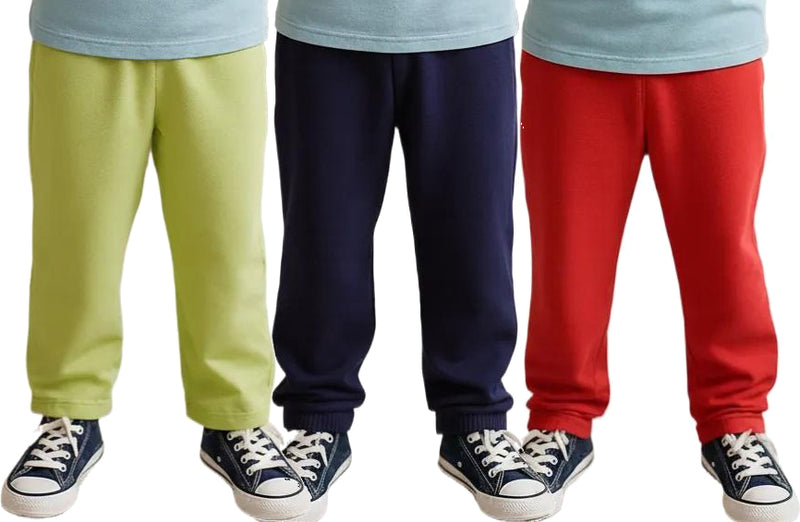 Clothe Funn Unisex Rib Track Pants, Combo 3:- Navy, Lime, Tomato