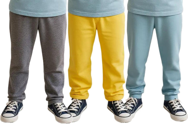 Clothe Funn Unisex Rib Track Pants, Combo 4:- Gold, Anthra, Ink Blue