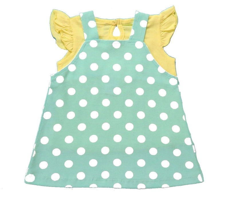 Clothe Funn New Born Baby Girls Dress, Mint Green/Yellow