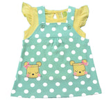 Clothe Funn New Born Baby Girls Dress, Mint Green/Yellow
