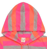 Clothe Funn Girls Hooded Frock, Pink & Orange Stripes