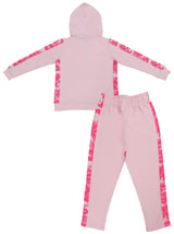 Clothe Funn Girls Track Suit, Hood Jacket & Track Pant, Pink Military