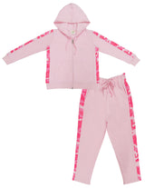 Clothe Funn Girls Track Suit, Hood Jacket & Track Pant, Pink Military