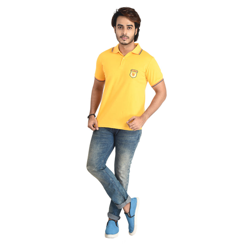 Clothe Funn Mens Polo T-Shirt Embroidery, Gold