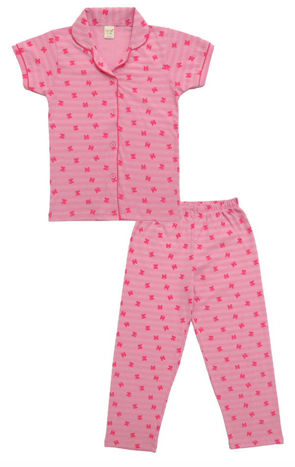 Clothe Funn Girls Nightwear Suit,  Pink Stripes